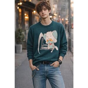 Undercover X Jun Takahashi Anime Cat Creamy Mami Cotton Cashmere Sweater Sz L